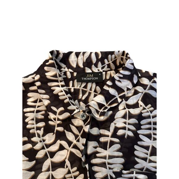 Jim Thompson Black/Ivory Cotton/Silk Button-Up Shirt Size 6 QuietLuxury Workwear - Picture 3 of 8